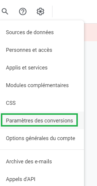 paramétrage conversions Google Merchant Center